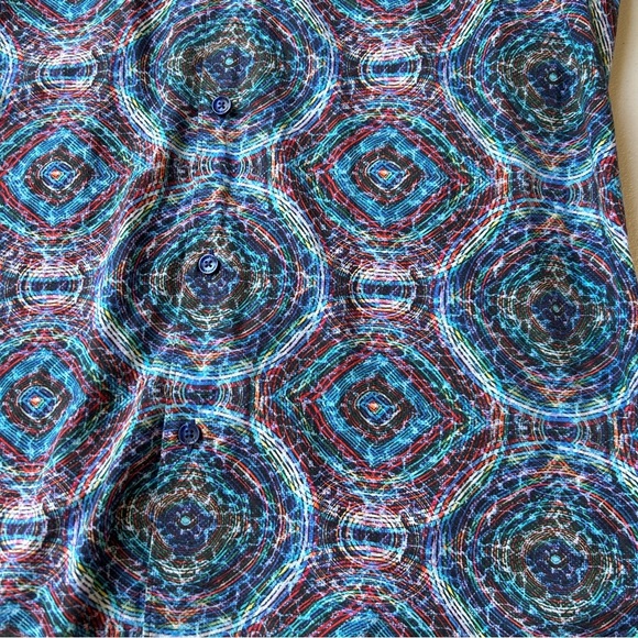 Jared Lang Blue and Red Casual Button Down Shirt - Picture 6 of 7